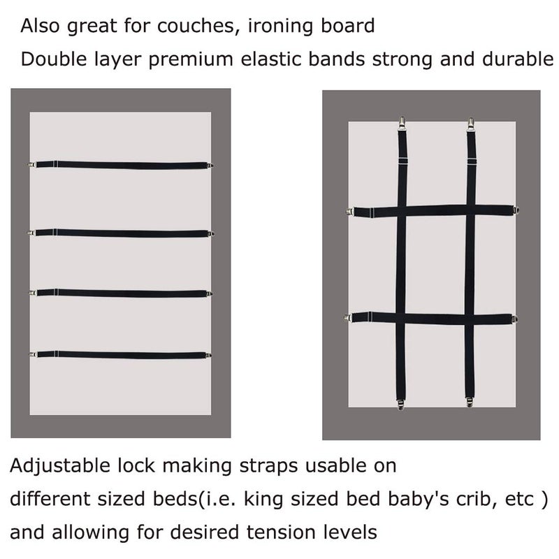 Eopocdor Long Bed Sheet Clips,Adjustable Bed Fitted Sheets Mattress Holder Straps Suspender Fastener,4 Pieces (White) - Image 5